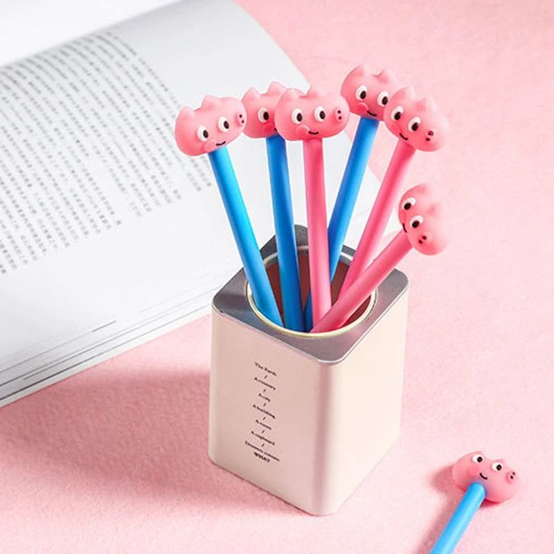 

2 pcs/lot Cartoon Pink pig Gel Pen kawaii stationery School Supplies Office Supplies Cute writting pens paperlaria