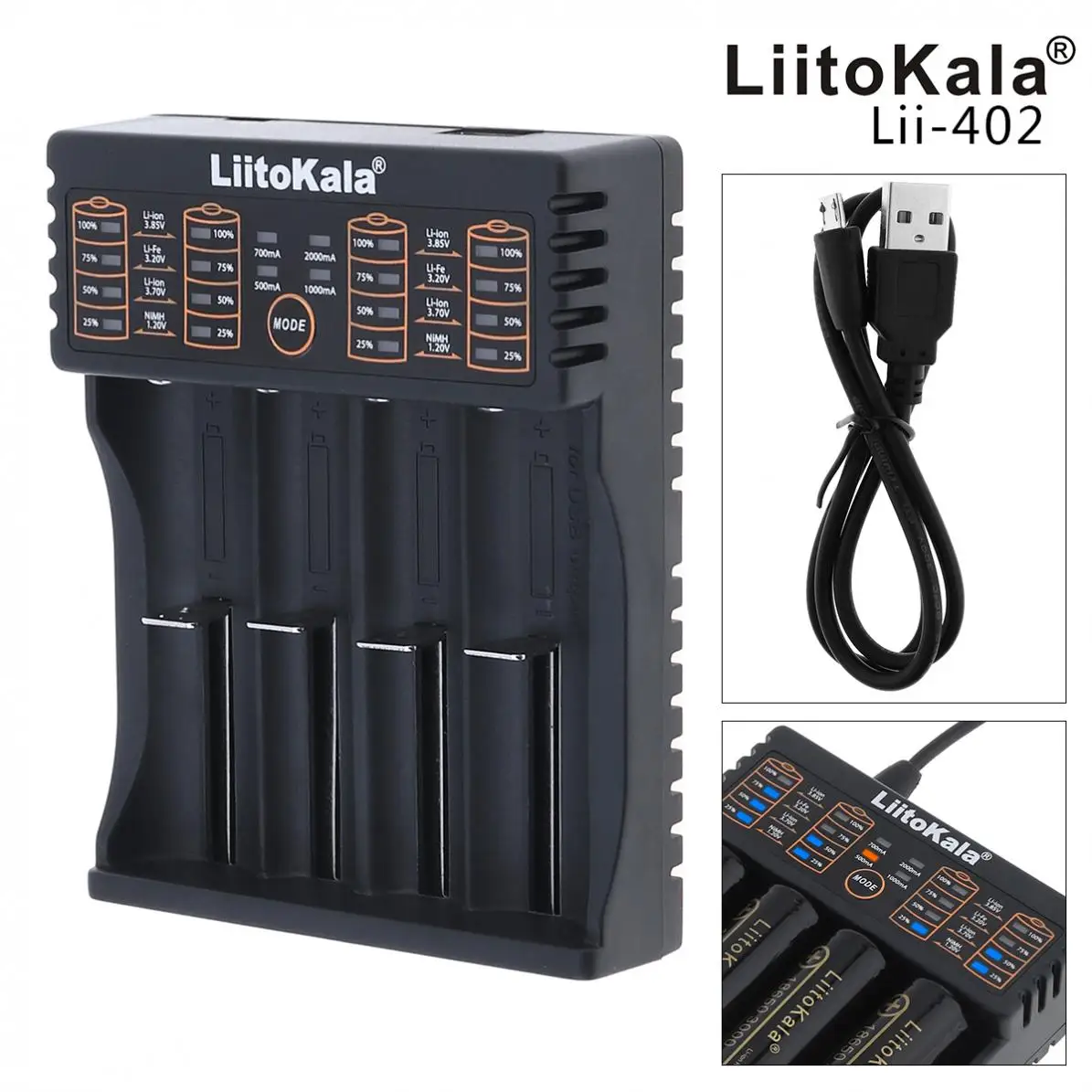 Прочный Liitokala Lii 402 USB смарт зарядное устройство с Светодиодный индикатор для AA AAA SC