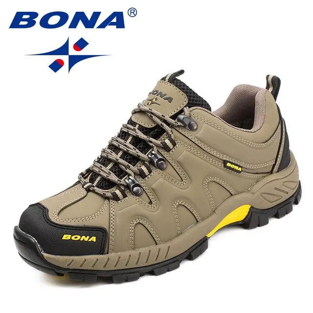 BONA New Arrival Classics Style Men Hiking Shoes Lace Up Men Sport Shoes Outdoor Jogging Trekking Sneakers Fast Free Shipping CAMEL BLACK