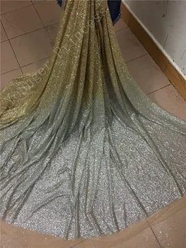 

fashion all glitter pattern design french net lace with gold and silver tulle mesh lace fabric YG-91513 for nice dress