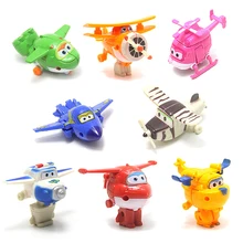 8pcs set Mini Super Wings Deformation Transformation Airplane Cake Decoration Micro Landscape Decoration font b Toys