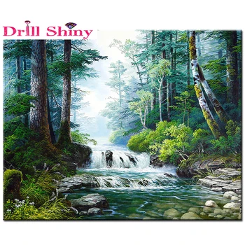 

Diamond embroidery full drill Diamond painting waterfall forest 5d diy diamond painting Cross Stitch Rhinestone mosaic