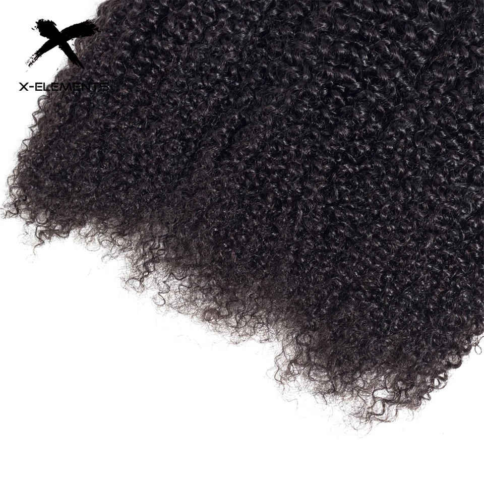 X-Elements Malaysian Kinky Curly Hair 1 3 4 Bundles Deals Natural Color Human Hair Bundles 8-26 inches Non Remy Hair Weave Extensions (11)