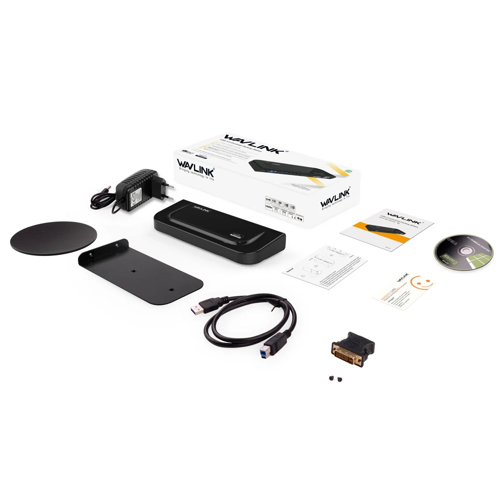 Универсальная док станция WAVLINK USB3.0 поддержка двух видеопортов DVI/HDMI/VGA к 2048X1152 GIGABIT
