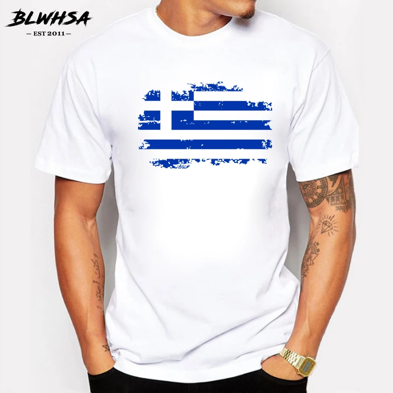 Футболка мужская летняя с греческим флагом 100% хлопок коротким рукавом|shirt element|shirt