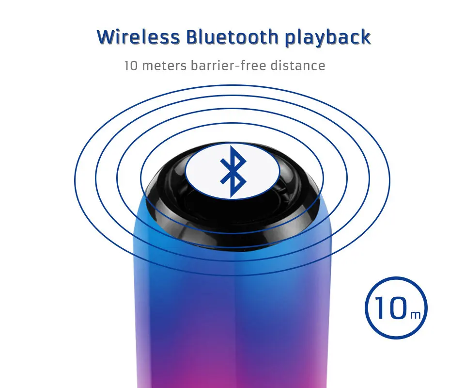 OKEPOO звуковая коробка портативный Bluetooth динамик светодиодный Hi-Fi стерео объемный звук Встроенный микрофон FM AUX Hands Free открытый