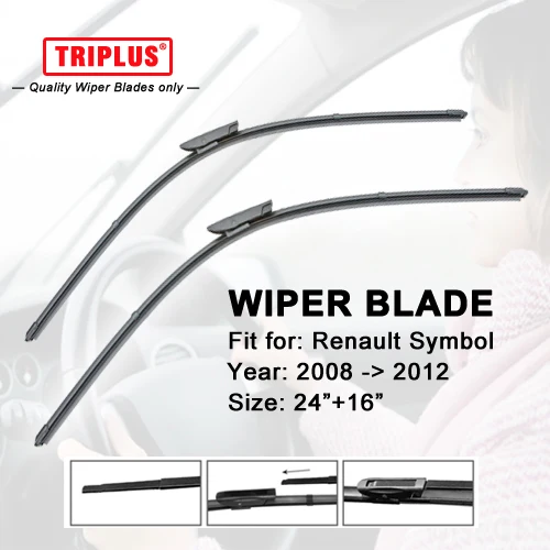 Front Wiper Blade for Renault Symbol (2008 2012) 1 set 24"+16",Flat