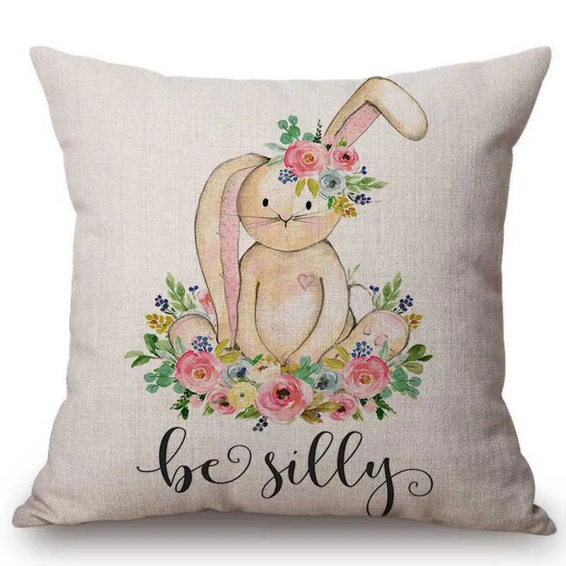 Милый акварельный рисунок лиса кролик олень детская художественная комната декоративная подушка чехол хлопок льняная подушка с надписью чехол