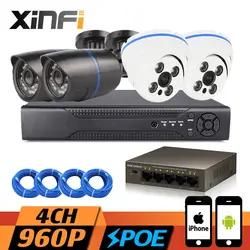 Xinfi 4ch POE Системы 1080 P HDMI NVR Регистраторы с 4 POE 960 P HD открытый/закрытый Камера дома безопасности POE Камера Системы комплект видеонаблюдения