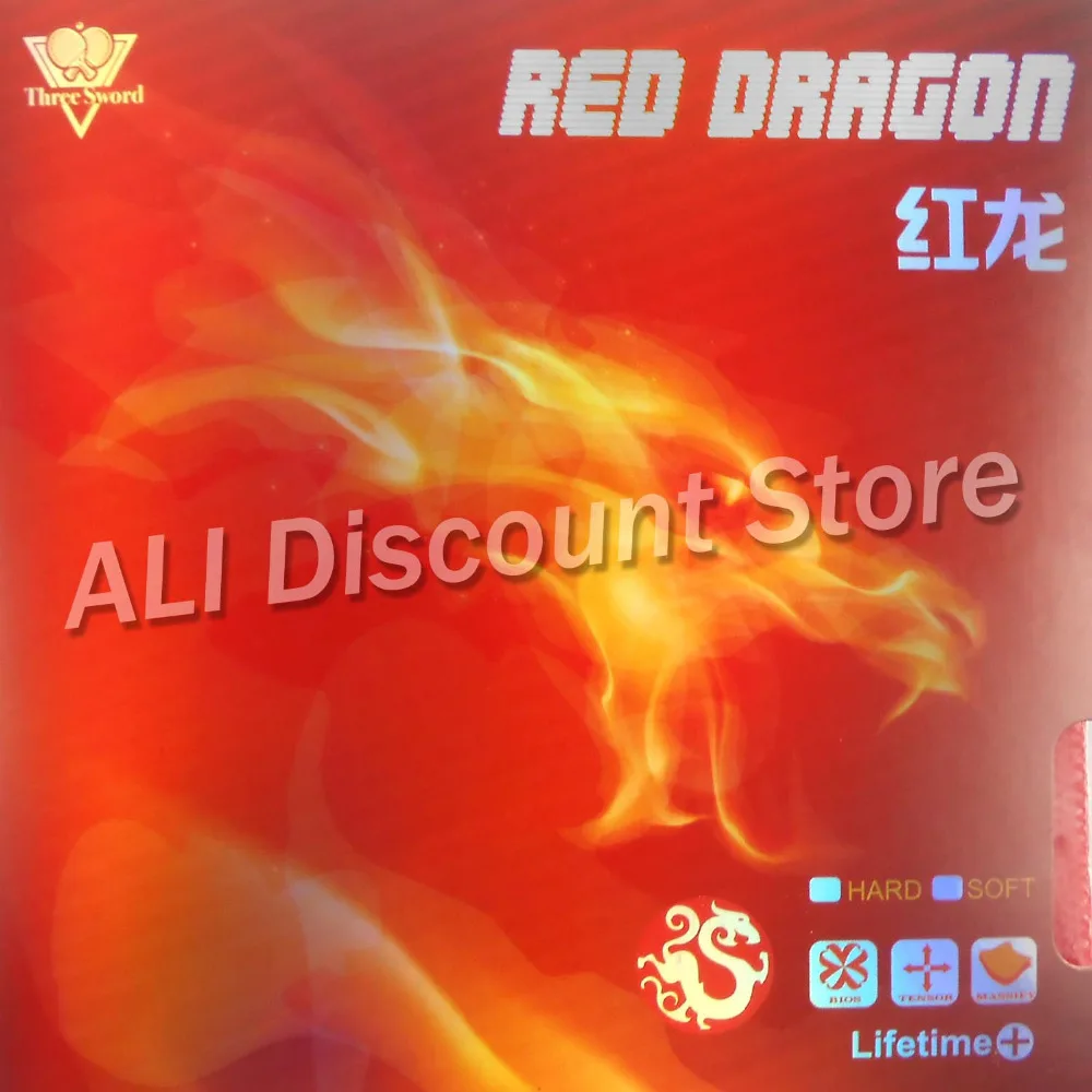 

Three Sword Red Dragon (NON-TACKY) Pips-in Table Tennis Rubber with Red Sponge
