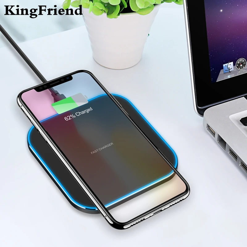 KingFriend 7,5 Вт Qi Беспроводное зарядное устройство для iphone X Xs XR 8 Plus быстрая Беспроводная зарядка для Xiaomi Mi Mix 2S 10 Вт для Sumsung S8 S9