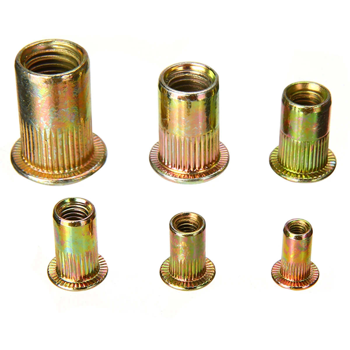 

150PCs/1Set Nutserts Rivet Nuts Flange Rivnuts Zinc Plated Steel Insert Nutsert Cap M3, M4, M5, M6, M8, M10 Mayitr