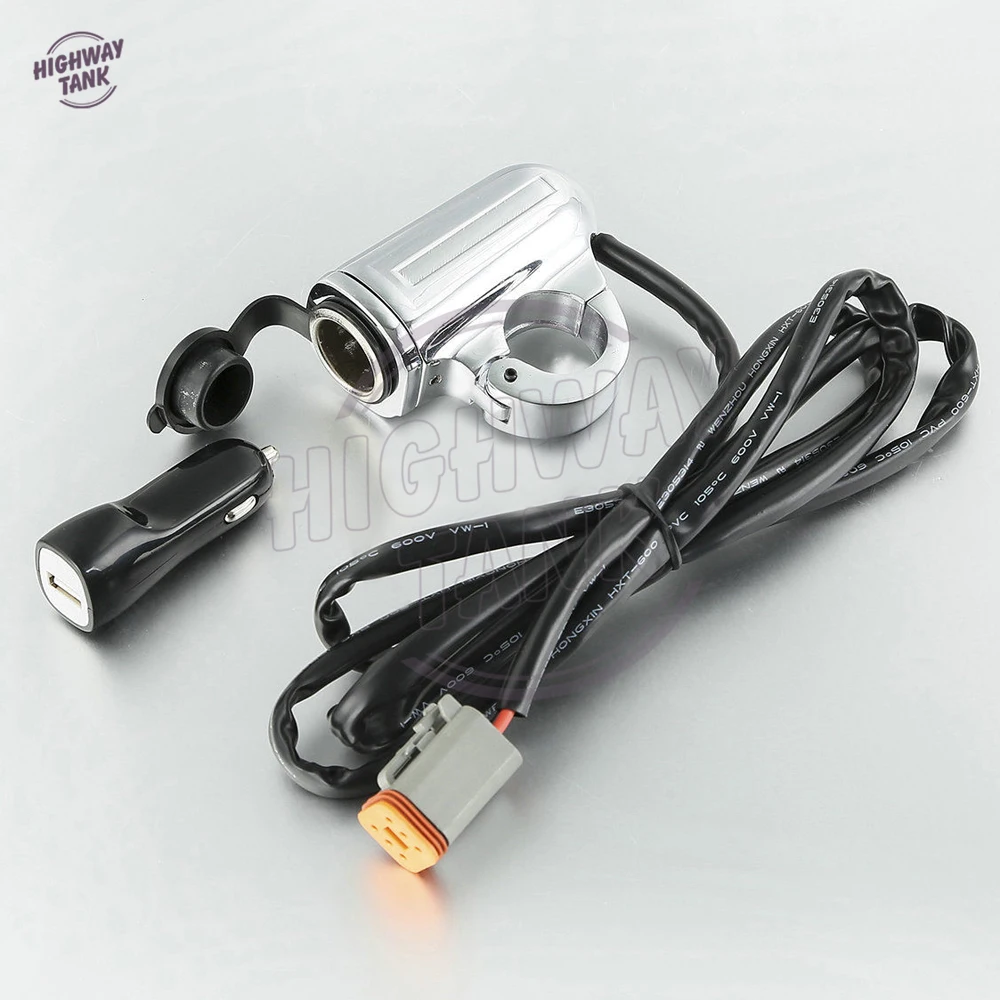 1" Motorcycle Handlebar Handle Bar Mount Auxiliary Power Port Phone GPS