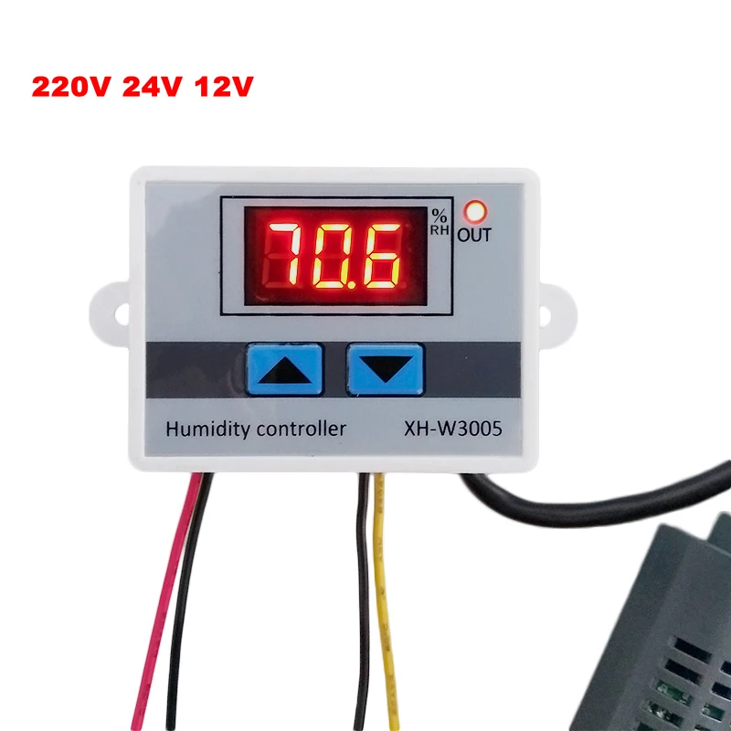 Цифровой регулятор влажности 220V 12V 24V гигрометр переключатель контроля влажности 0~ 99% RH гигростат с датчиком влажности