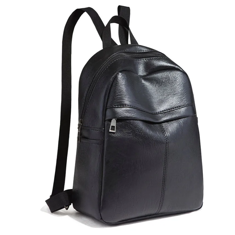 PU women backpack travel or school small shoulder bag black brown