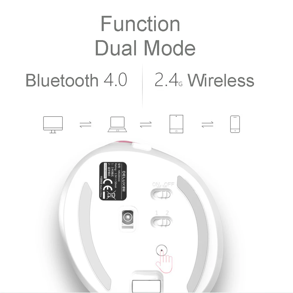 Bluetooth 4,0 Delux M618 мышь Беспроводная 2,4 ГГц перезаряжаемая 2400 dpi RGB вертикальная игровая мышь геймерская эргономичная мышь для ПК ноутбука