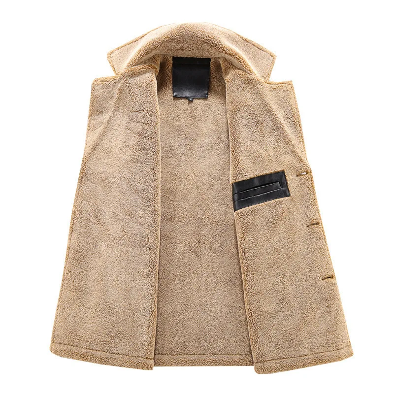 Fashion Winter Jackets Men Punk Thick Velvet Warm Long Jackets Men Trench Coats Streetwear Casual Business PU Leather Jacket