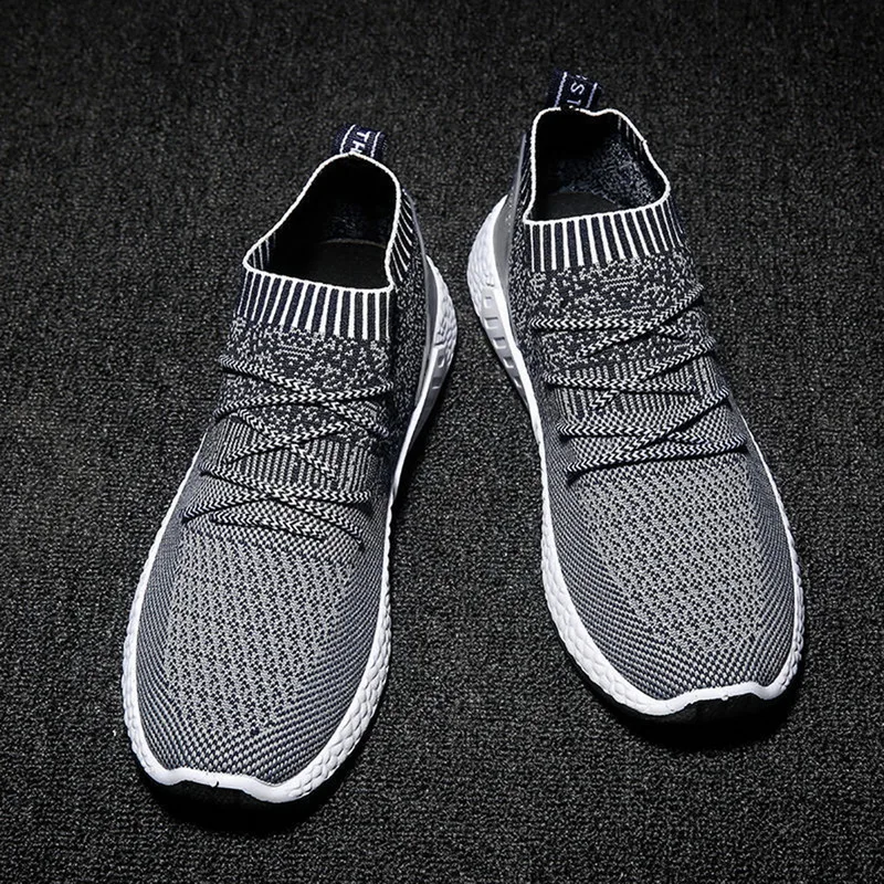 MoneRffi Men Knitting Vulcanize Shoes Sneakers Breathable Casual Male Air Mesh Lace Up Shoes Tenis Spring Adult Trainer