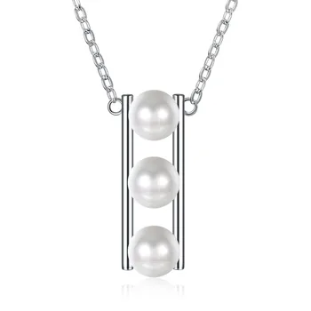 

S925 Sterling Silver Simple Three Pearl Pendant Necklace Simple Sterling Silver Necklace For Women Fine Jewelry Simple Necklace