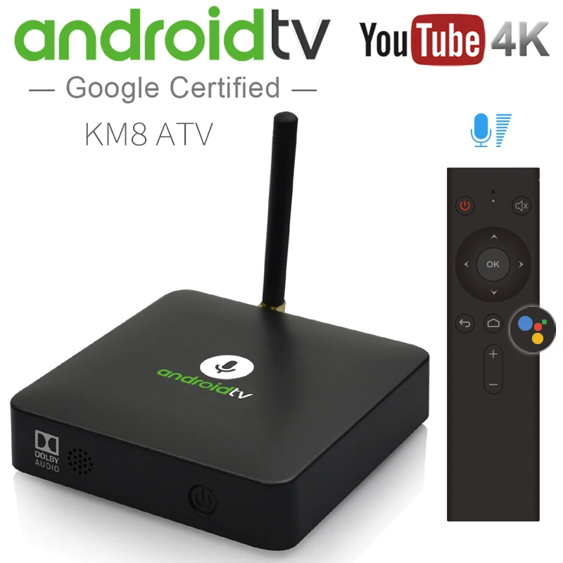Google Сертифицированный Голосовое управление Android Smart tv Box 4K HDR плеер Amlogic S905X 2 Гб 16 Гб мини ПК Bluetooth Wifi Mecool KM8 A tv