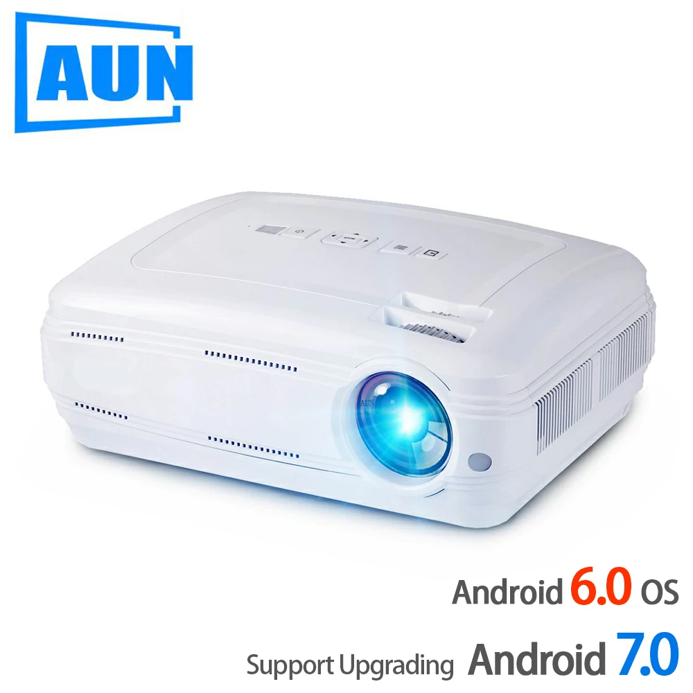 AUN AKEY2 LED Projector, 3500 Lumens Upgrade Android 7.0 Beamer. Built-in WIFI, Bluetooth, Support 4K Video Full HD 1080P LED TV AUN AKEY2 LED Projector, 3500 Lumens Upgrade Android 7.0 Beamer. Built-in WIFI, Bluetooth, Support 4K Video Full HD 1080P LED TV