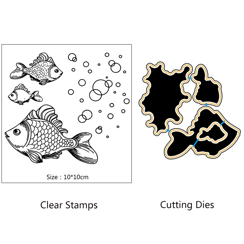 

AZSG Lovely fish Clear Stamps For DIY Scrapbooking/Card Making/Album Decorative Silicon Stamp Crafts