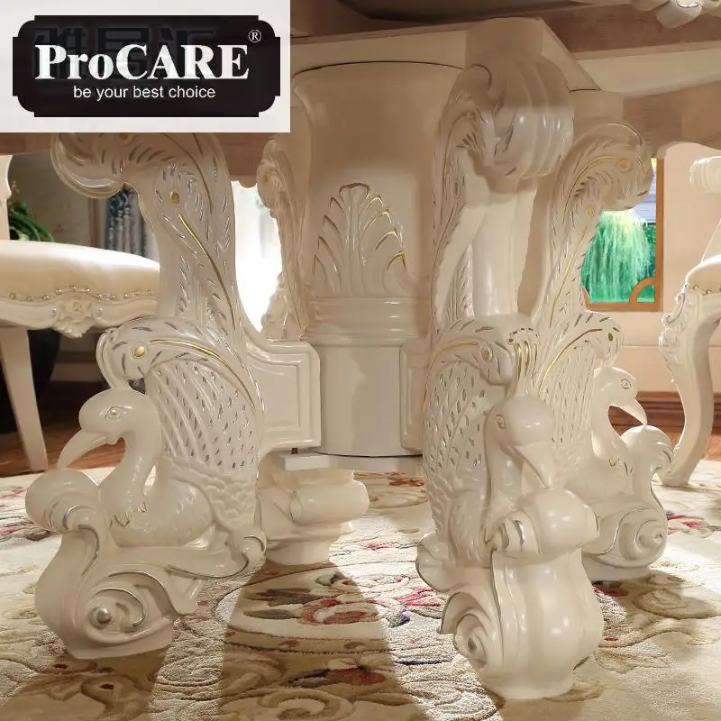 French New Design Dinning Room Furniture marble table wooden carving dinning table sets