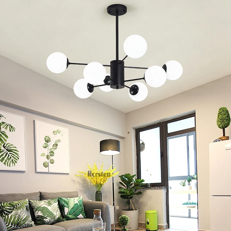 Horsten Nordic Creative Magic Bean Pendant Lights 6812 Heads Glass Ball Pendant Lamp For Living Dining Room Cafe Restaurant E27 (4)