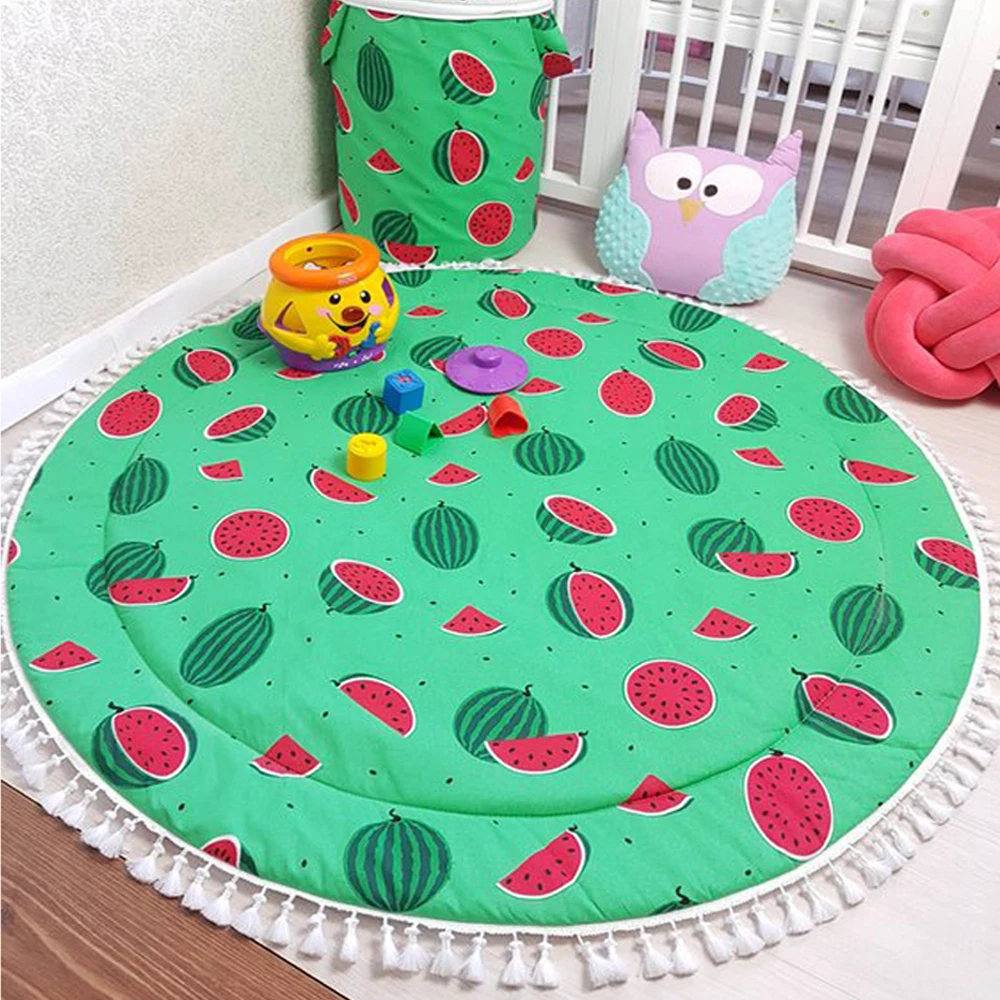 

2019 spring new style Double-sided watermelon printed mat high quality baby mat children climbing carpet Fringed lace