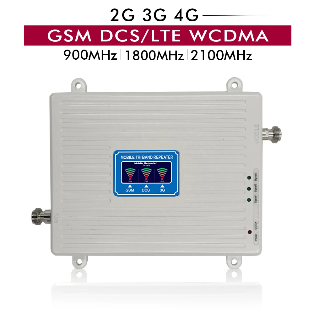 2G 3G 4G ثلاثي الفرقة إشارة الداعم GSM 900 + DCS/LTE 1800 + UMTS/ WCDMA 2100 هاتف محمول مكرر 900 1800 2100 المحمول مكبر صوت أحادي