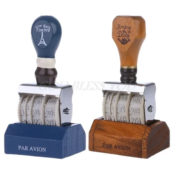 

Wooden Date Stamp For DIY Scrapbooking Craft Decor Rolling Wheel Vintage Supply