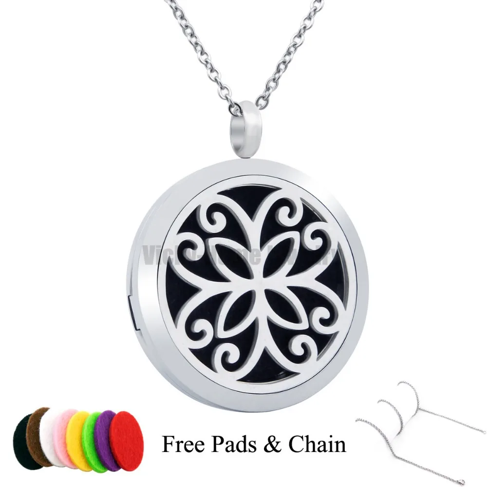 

Free Chain!!! 30mm Aromatherapy / Essential Oils Stainless Steel Diffuser Locket with Pads Drop Shipping