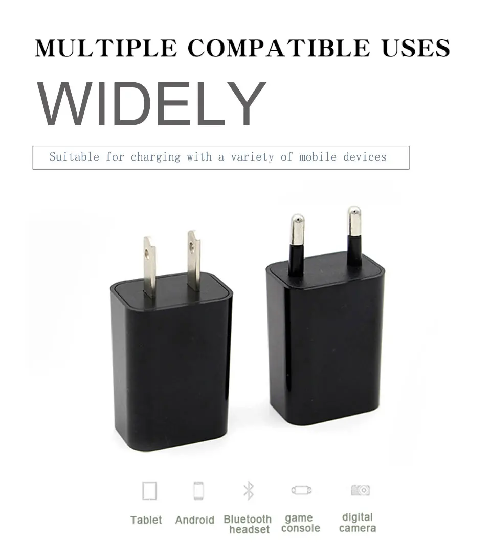 1PC EU US USB Wall Phone Charger Plug Micro USB Power Adapter 5V1A AC 100V-240V Black 1 usb Multifunction Adaptor Charging (2)