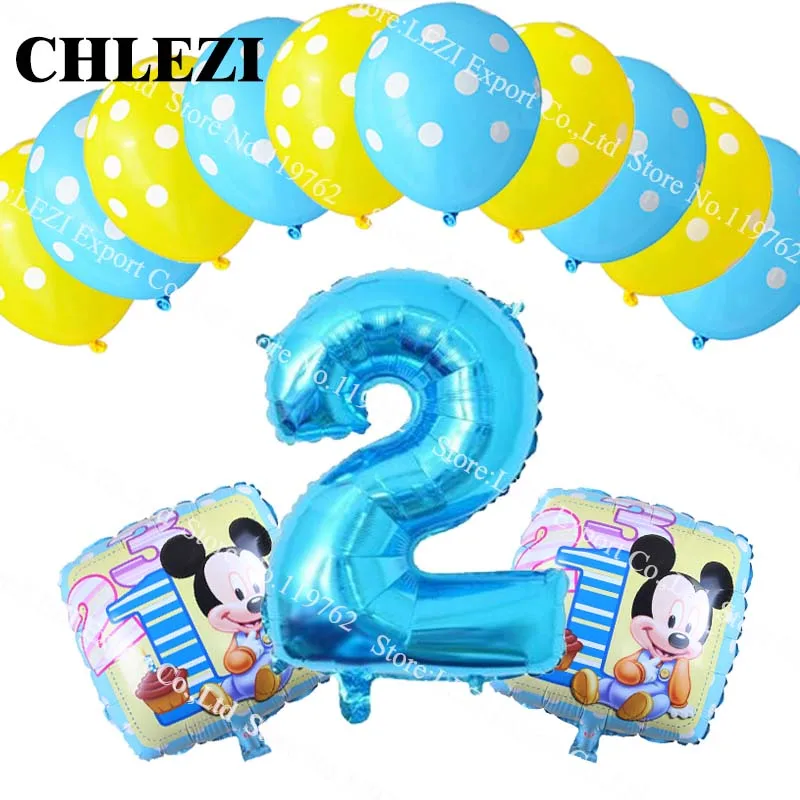CHLEZI 13 шт./лот для малышей 2 года Минни тема Микки вечерние Декор Костюм Воздушные шары День рождения горошек латексные шары Детские игрушки для малышей - Цвет: CHLEZI