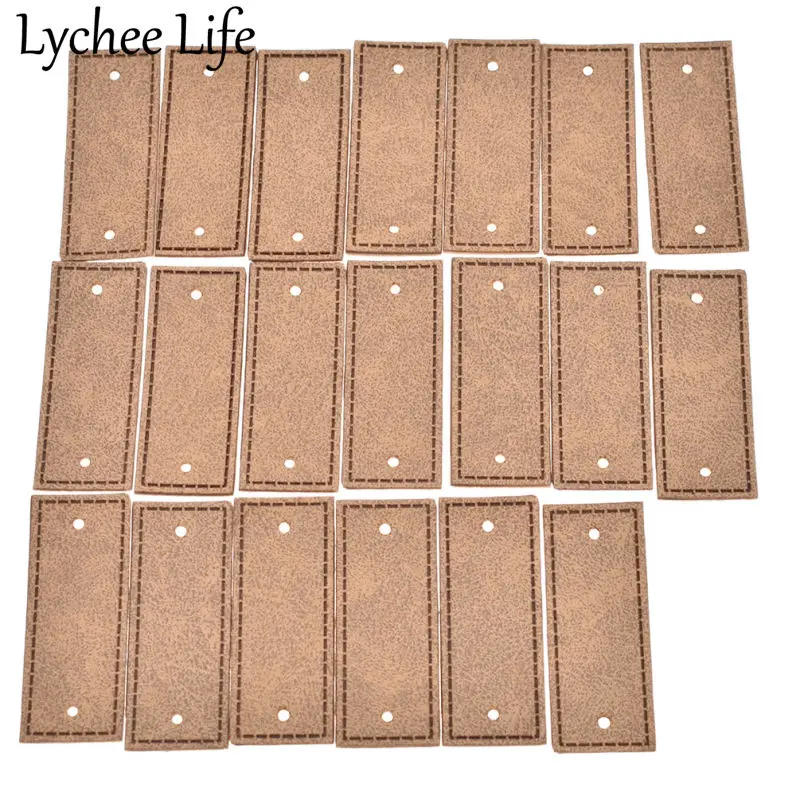 

Lychee Life 20pcs PU Leather Label Letter Print Clothing Sewing Accessories Factory Home DIY Handmade Collection New Arrival