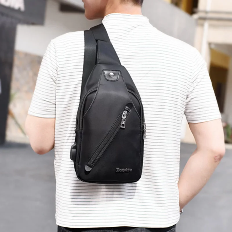 Men Backpack Anti Theft Canvas Chest Bag USB Rechargeable Teenager Single Shoulder Bag Boy Casual Mochila Sac A Dos Homme BP0216 (3)