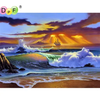 

5D DIY square Diamond Painting Landscape Sunset Beach Crystal Diamond Painting Cross Stitch Scenic Needlework Canvas painting