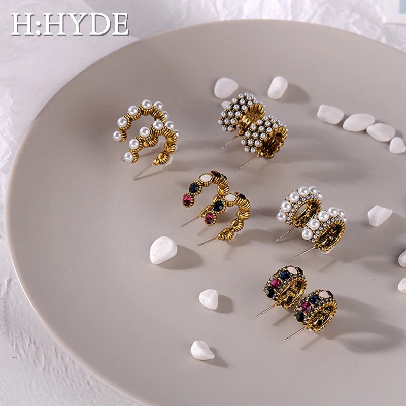 Женские винтажные серьги-кольца H:HYDE Новые разноцветные полукруглые серьги с