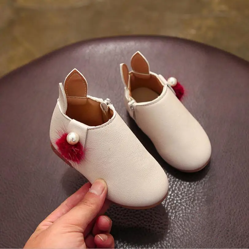 

Children's shoes Boots snowshoes PU sneakers Children's Spring Autumn shoes Cute Rabbit Ears Ball Sneaker Boots Zipper Casual