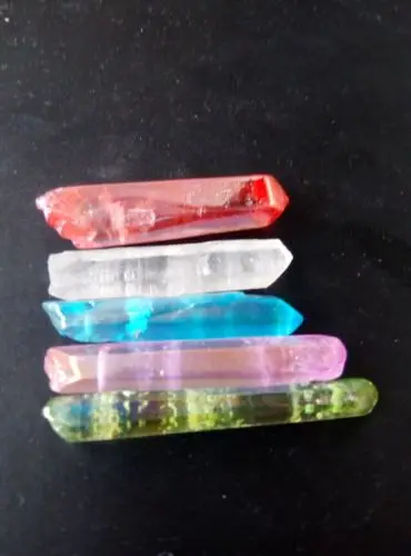 

5pcs POWERFUL TITANIUM RAINBOW AURA LEMURIAN SEED QUARTZ CRYSTAL POINT