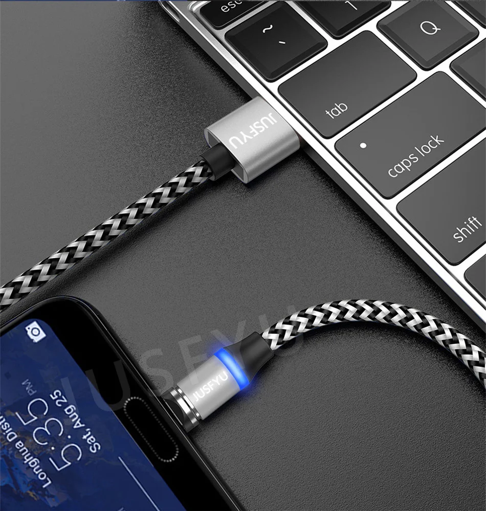 Новейший светодиодный магнитный usb-кабель-адаптер для iPhone X 8, кабель Micro USB type C, плетеный кабель, зарядное устройство для samsung, Xiaomi, huawei, шнур