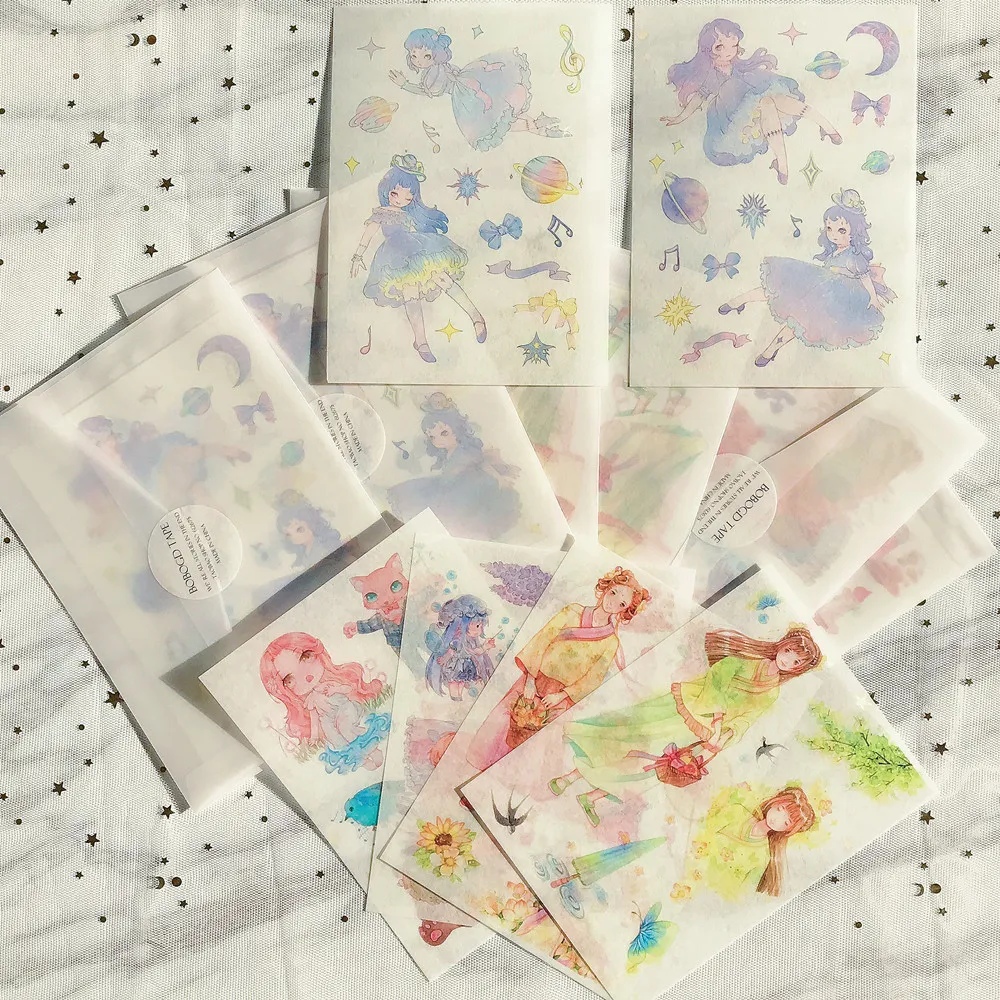 

2pcs The starry sky girl Dream girl Decorative Planner Stickers DIY Scrapbooking Phone Index Seal Stickers