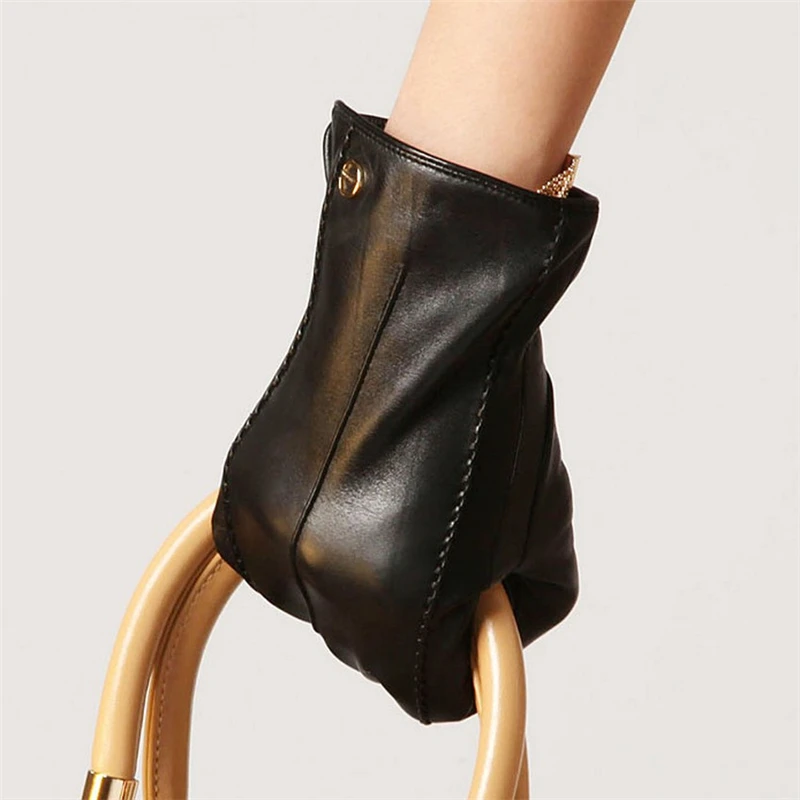 Brand Genuine Leather Gloves High Quality Women Sheepskin Glove Fashion Trend Winter Warm Driving Leather Gloves EL023NR Brand Genuine Leather Gloves High Quality Women Sheepskin Glove Fashion Trend Winter Warm Driving Leather Gloves EL023NR