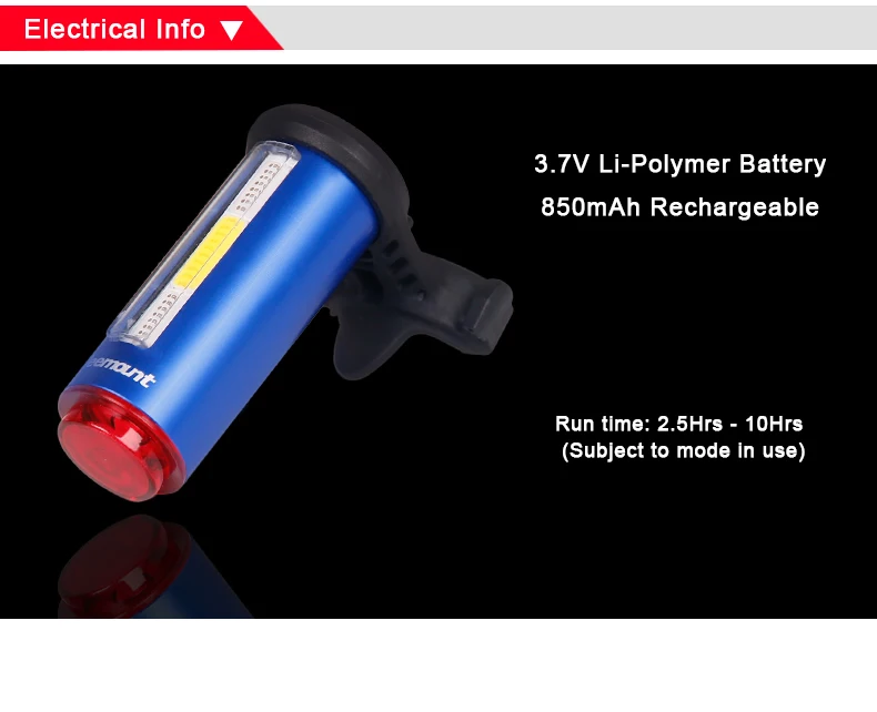 Discount Deemount Hot New Bicycle Tail Light 3 Colors in 1 Lamp LED COB Visual Warning Bike Rear Lantern 100LM 850aAH Rechargeable 7
