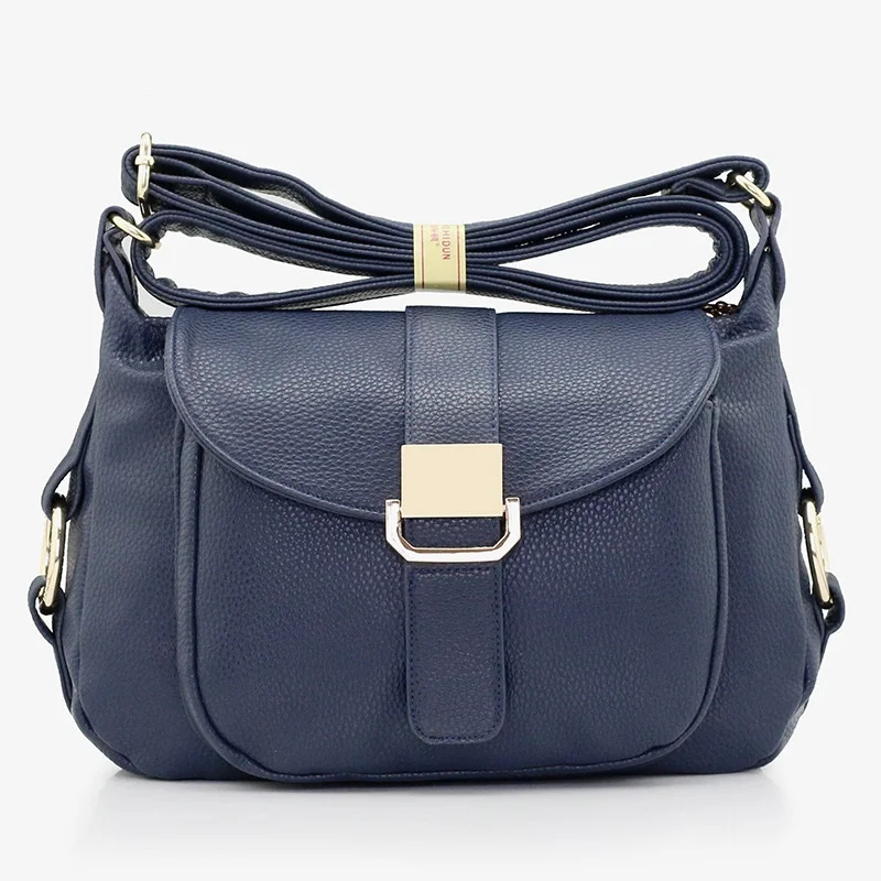 Женская сумка из композитной кожи из натуральной кожи, женская сумка через плечо, женская сумка через плечо, дорожная сумка - Цвет: Темно-синий