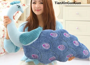 

large 80cm blue peacock plush toy cartoon peacock soft doll sleeping pillow birthday gift s0873
