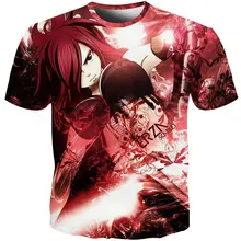 Cloudstyle 2019 Fairy Tail Erza Men s 3D T Shirt Cool Casual Top Tees Fashion font