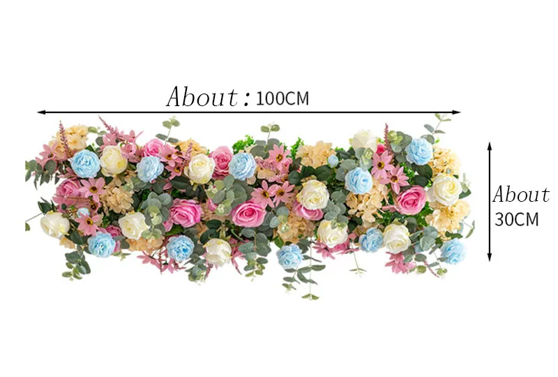 Flone 100cm high quality Rose Artificial Silk Flower Row For Wedding Arch Background wall stage party props Decoration Flower Accessories  (2-1)