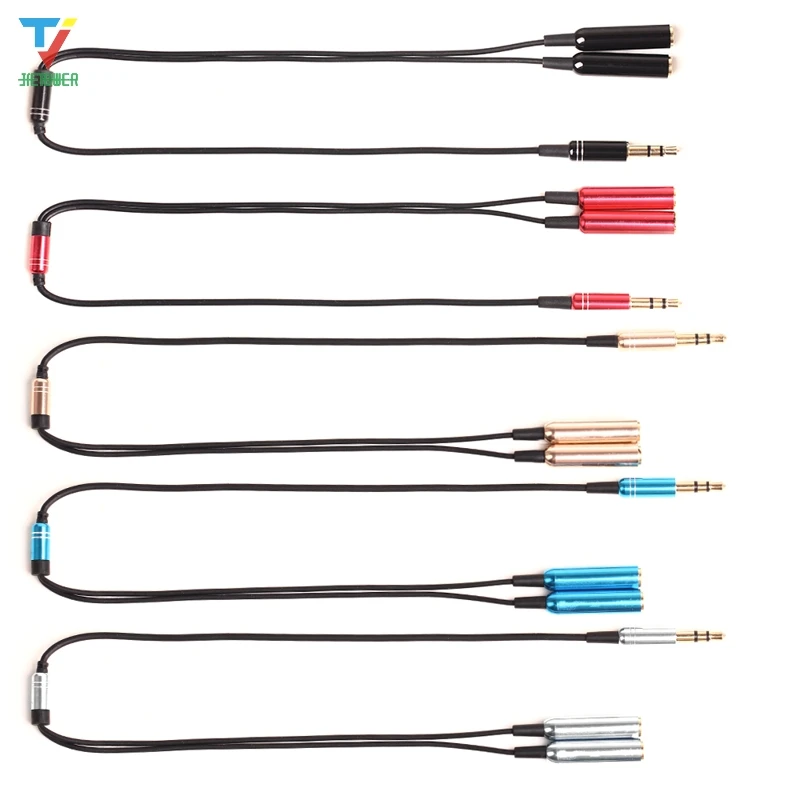 100pcs lot 3 5 Mm Jack Aux Audio Cable 1 Male To 2 Female Headphone Splitter Y Metal Extension Cable for Car Phone Audio Cable