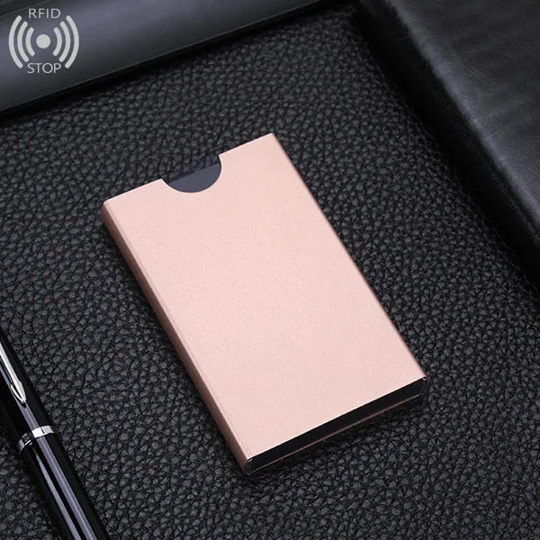 Алюминиевый сплав держатель для карт анти-Rfid Блокировка кредитный держатель для карт ID банковская карта чехол Rfid защита металлическая карта Id кошелек - Цвет: gloden
